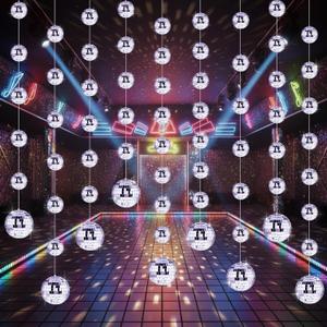 Sumind 8 Pack Disco Party Decorations Mini Disco Ball Garlands Silver Mirror Ball Hanging Banner Silver Streamer Curtains for Birthday Wedding Christmas Party Backdrop Supplies(2 Inch, 3 Inch)
