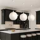 Solus 16" Modern Contemporary Globe Pendant Light, Adjustable Hanging Light Fixture, White Shade, White Finish
