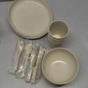 18pcs Wheat Straw Dinnerware Sets HXYPN Unbreakable Reusable Dinnerware Set Kitchen Cups Plates and Bowls Sets Dishwasher Microwave Safe Plates