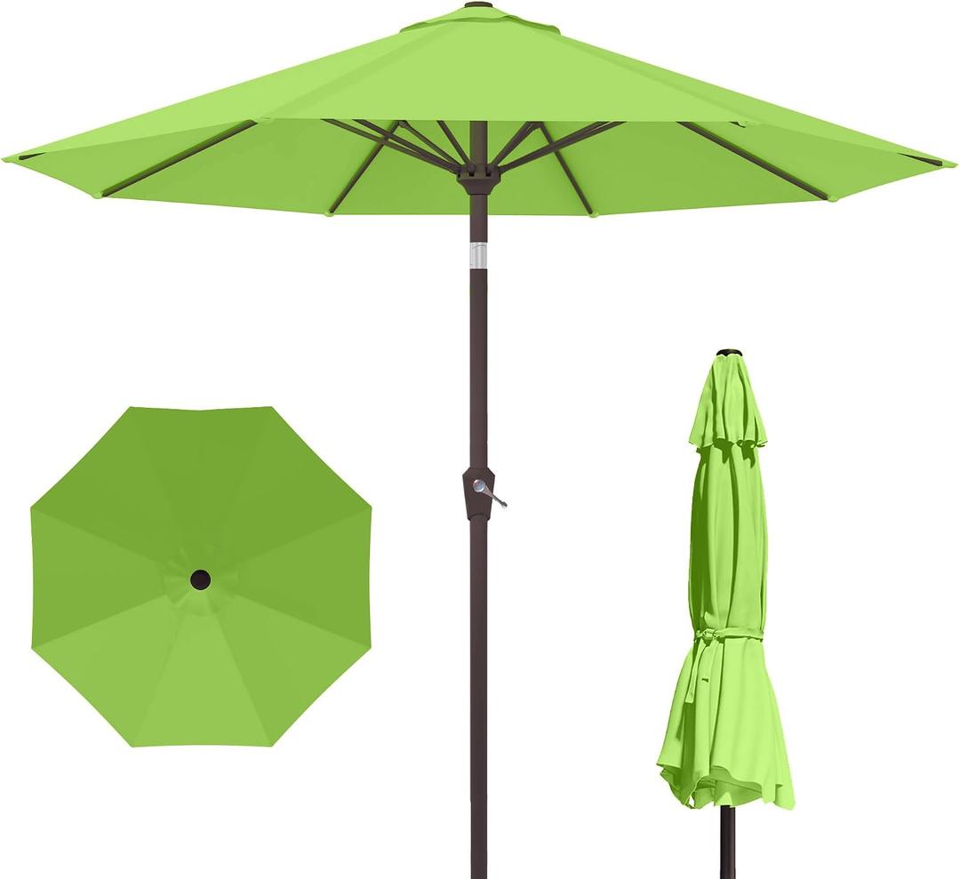 PatioKingdom 10FT Patio Umbrella with Push Button Tilt and Crank, Outdoor Market Umbrella with 8 Fiberglass Ribs, UV Protection Table Umbrella for Pool,Backyard,Garden,Deck