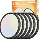 6 Pieces 12 Inch LED Flush Mount Ceiling Light, 24W, 2520LM, 3000K/4000K/6000K CCT Selectable Super Slim Low Profile Ceiling Light, Close to Ceiling Round Flat Panel Fixture for Hallway,Bedroom,kitchen (Black)