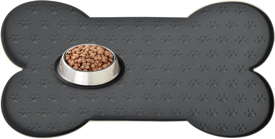 Dog Food Mat Anti-Slip Silicone Bowl Mats for Food and Water, Thicker Pet Placemat Waterproof Cat Feeder Pad with High-Lips Prevent Messy Spills to Floor Suitable for Medium and Small Pet