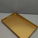 UOEKCS Gold Decorative Tray, Serving Tray with Handles, Plastic Rectangular Tray for Ottoman Coffee Table, Bathroom, Living Room. 15.7"*10.2"