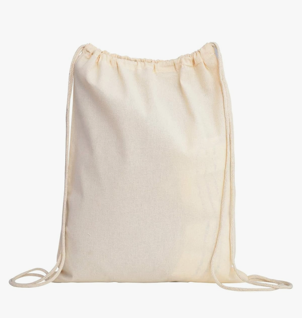 TBF (12 Pack) Set of 12 Durable Cotton Canvas Drawstring Backpack Bags (Small (14" W x 16")