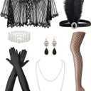 Zinniday 1920s Accessories Set for Women, 7 Pack Vintage Roaring 20s Flapper Outfits with Headpiece for 20's Women Costume