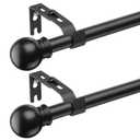BsBsBest Curtain Rods 2 Pack for Windows 28 to 64 Inch 5/8 Inch Matte Black Small Curtain Rods Adjustable Renter Friendly Curtain Rod for Bedroom Windows Drapery Rods With Brackets