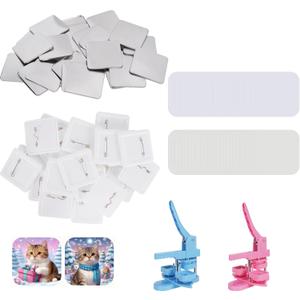 50sets Square Button Parts for Mecolour Square Button Maker Machine 2 * 2inch(50 * 50mm), Metal Button Parts, Includes Metal Cover, Button Back Cover, Clear Film&Blank Paper