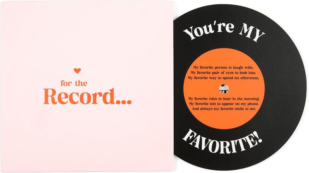 Anniversary card for Him or Her | Gift for Husband or Wife, Boyfriend or Girlfriend | Valentine's Day Card for men and women | For the Record Love Card