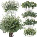 130 Pcs Artificial Mixed Eucalyptus Stems Bulk, 5 Kinds of Faux Greenery Eucalyptus Leaves Bulk for Vase Wedding DIY Bouquets Floral Arrangement Home Decor (130, Green)
