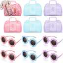 Sweetude 12 Pcs Jelly Bags with Sunglasses Jelly Purse Basket Reusable Tote Beach Handbags for Women Girls Kid (Colorful)
