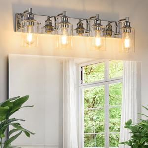 4-Light Bathroom Light Fixtures Modern Chrome Vanity Lights for Bathroom Lighting Fixtures Over Mirror for Cabinet Mirror Bedroom Hallway