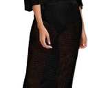 Women's Crochet Cover Ups for Bikini Swimsuit Half Sleeve Bathing Suit Rainbow Swimwear Long Beach Dresses (Small, Black)