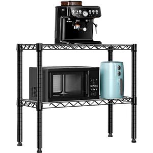 MZG 220 lbs 2 Tier Storage Rack Metal Wire Shelving Unit, Storage Standing Household Shelf Organizer for Laundry Bathroom Kitchen Pantry Closet Basement Utility Room, Black 11.8" D x 27.6" W x 23.4" H