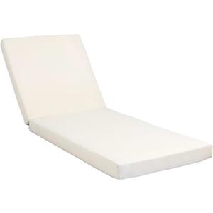 Water-Resistant Chaise Lounge Cushion – 76.25" Outdoor Replacement Pad, 4" Thick Polyurethane Foam, Hook & Loop Ties, Fits N779/N769/N770 Lounge Chairs, Cream