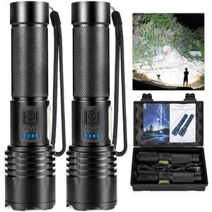 BERCOL Flashlights High Lumens Rechargeable, 90000 Lumens Super Bright Led Flashlight, 7 Modes Brightest Powerful Flash Light with COB Light, IPX6 Waterproof Handheld Flashlights for Camping Home Pack of 3