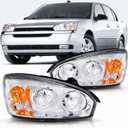 Headlight Assembly Chrome Amber Compatible with 2004 2005 2006 2007 Chevy Malibu (Compatible with 2008 Malibu Classic Model)