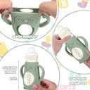 BUSOHA 3 Pack Silicone Sleeves for MAM Bottles - Baby Bottle Sleeves Compatible with MAM Glass Bottles Anti Breakage Baby Bottle Holder with Handle,9 OZ
