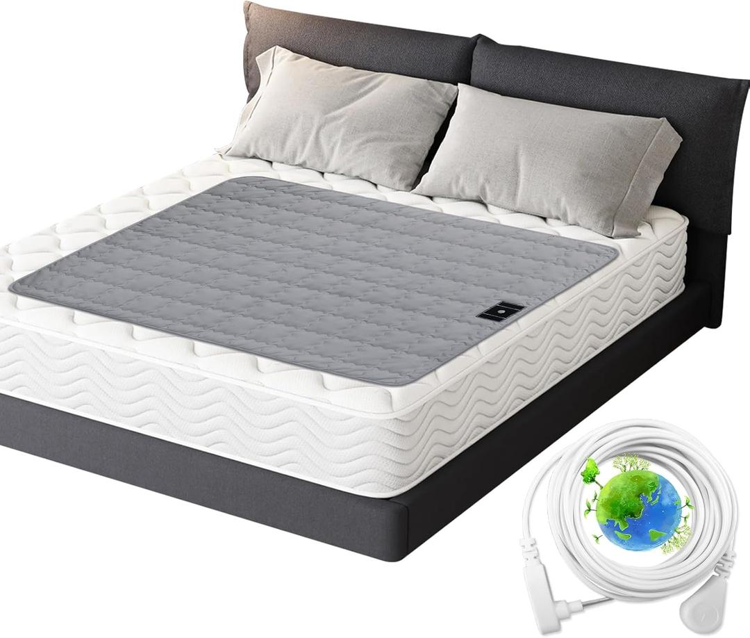 Grounding Mat Cotton Grounded Pad Silver Fiber Earth Connected Mat for Bed (35"x 50", Grey) Improves Sleep, Promotes Circulation