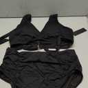 Tempt Me Women Two Piece High Waisted Bikini Set Swimsuits Push Up Halter Tummy Control Bottoms Bathing Suits (Large, Black)