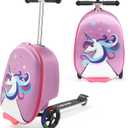 VEVOR Ride-on Luggage, 20 L Capacity, 20 Inches Kids Scooter Suitcase with Flash PU Wheels, Adjustable Handle & TPR Non-Slip Grip, Foldable & Lightweight Scooter Luggage for Kids Aged 5+, Purple