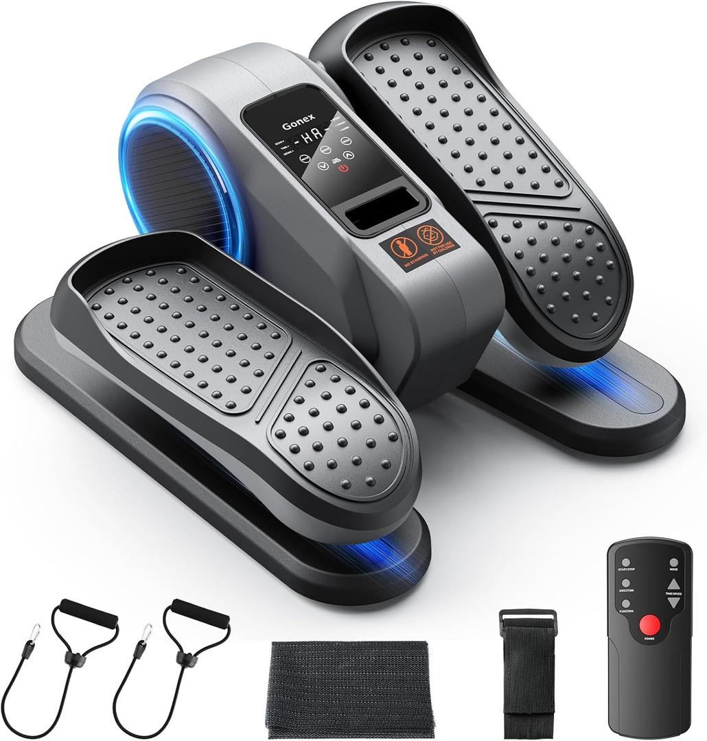 Gonex Under Desk Elliptical Exercise Machine for Seniors, Electric Ellipse Leg Exerciser with Remote, 16 Adjustable Speeds, Manual & 12 Auto Modes, Leg Exerciser While Sitting, Seated Pedal Exerciser (Black+Grey)