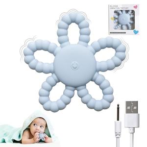 Vibrating Sensory Chew Toy, Vibrating Teether for Baby, Silicone Children Infant Teething Relief for Babies 0-6 0-12 0-36 Month, USB Chargeable &3X Vibration Travel Gift for Kid with Autism Toddler
