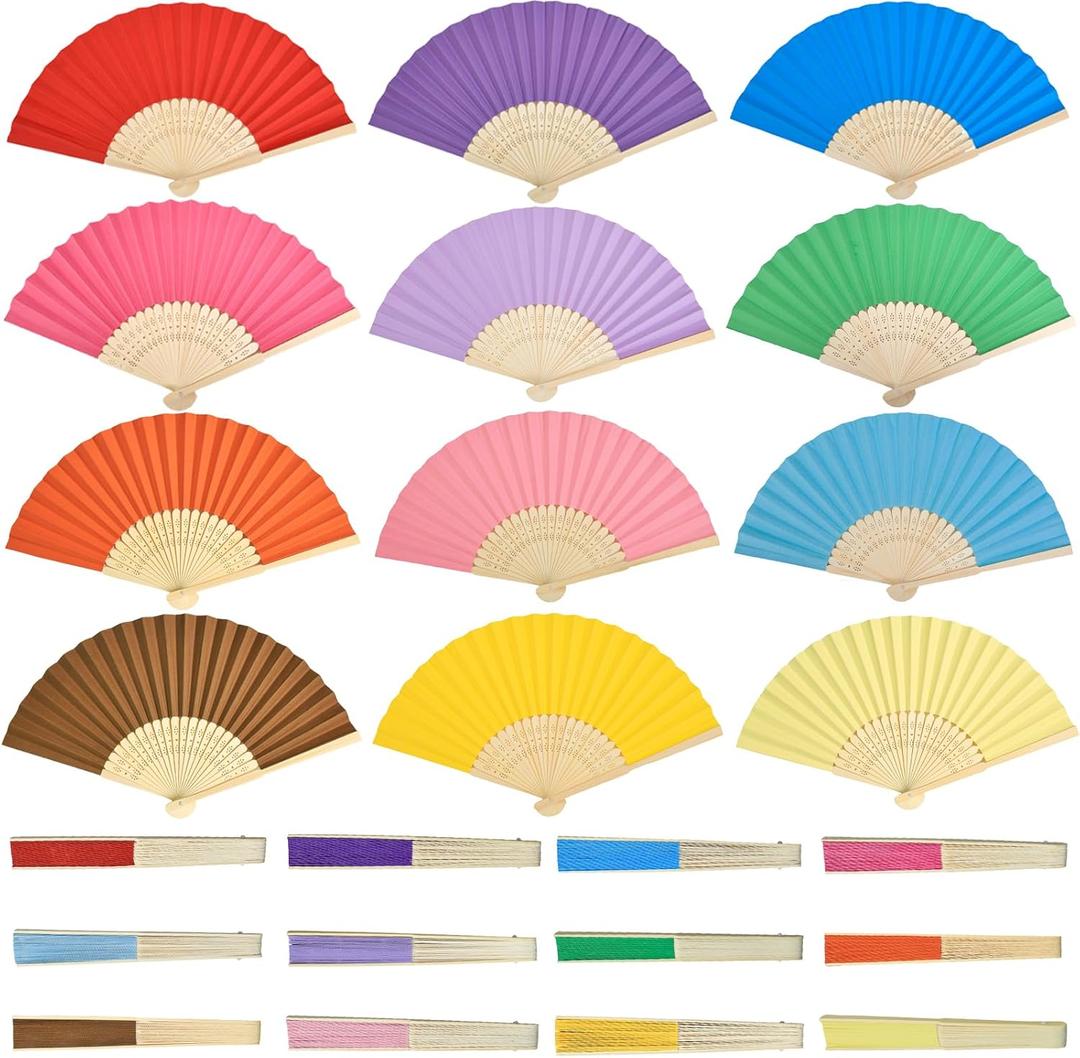 10 Packs 8.3 Inch Multicolored Folding Paper Hand Fan Handheld for Women,Decorative Chinese Japanese Foldable Bamboo Fans for Wedding, Dancing, Party Favors DIY Decoration
