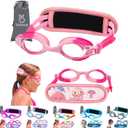 Vvinca Kids Swim Goggles with Fabric Strap No Tangle Pain-Free, Anti-Fog Swimming Pool Goggle No Leak for Toddlers Girls Boys (07-pink White)