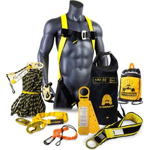 KwikSafety - Charlotte, NC - TSUNAMI BUNDLE [Premium BRAIDED ROPE] Vertical Lifeline, Safety Harness, Safety Lanyard, Cross Arm Strap, Tool Lanyard, Roof Anchor, 20L Dry Bag ANSI OSHA | 50 FT. (Bundle (Save $15))