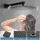 INAGE 10 Inch Shower Faucets Sets, Matte Black Shower System with Push Button Diverter, Shower Fixtures Rain Shower Head and Handheld, Shower Combo Set Rough-in Valve and Trim Kit - IN91165B