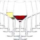 Red/White Glasses Set of 12, 12 oz Clear Glasses with Stem, Dishwasher Safe