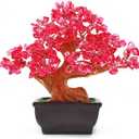 Colorsheng Feng Shui Quartz Crystal Money Tree Bonsai Style Decoration for Luck and Wealth (Red)