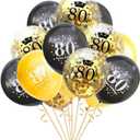 SHUNTAI 80th Birthday Balloons Black and Gold 80th Birthday Party Decorations for Men and Women Latex Confetti Balloon Happy 80 Years Old Theme Decor Supplies 12 Inch 15 Pack