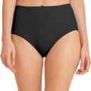 Micosuza Women's Swim Bottom High Waist Retro Basic Full Coverage Bikini Tankini Swimsuit Briefs (12, Black)