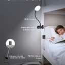 Glocusent 5W Clip on Light, 36LED Eye Caring Reading Light for Bed, 3 Colors & 5 Brightness Clip on Lamp with Adapter, Perfect Reading Light for Bed with Clamp/Bunk Bed/Headboard/Table/Desk (Black)