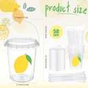 Funnymoom 50 Set Lemonade Buckets with Lids and Straws 34oz Clear Plastic Drink Cups Disposable Cocktail Drinking Pails with Handles Bulk for Summer Lemon Themed Wedding Birthday Party Supplies