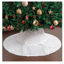 Mr. Pen- Silver Sequin Christmas Tree Skirt and Tree Collar, 36 Inch Base Cover, 24.8 Inch Foldable Sparkling Sequin Trees Skirt Collar, Silver Sequin Tree Skirt, Christmas Skirt Tree