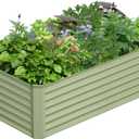 6x3x2FT Galvanized Raised Garden Bed,Galvanized Planter Boxes Outdoor, Large Metal Raised Garden Beds for Vegetables-Green