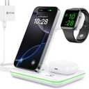 WAITIEE Wireless Charger for iPhone 16 15 14 13 12 11 X 8, 3 in 1 Charging Station for Apple Watch 10/9/8/7/6/5/4/3/2/SE/Ultra/Ultra 2 & for AirPods 4/3/2/Pro/Pro 2(White)