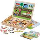 Melissa & Doug Wooden Magnetic Matching Picture Game with 119 Magnets and Scene Cards Magnetic Book Scenes for Kids Ages 3+