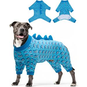 CuteBone Shark Costume Dog Pajamas, Stretchy Spandex Crystal Velvet Sleepwear Coat for Small Dogs, Soft & Warm Pet Outfit Clothes for Cold Weather, Cozy Pullover Design COSP07-4XL 