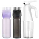 Pimoys Root Comb Applicator Bottle and Continuous Hair Spray Bottle, Hair Oil Applicator Hair Water Mister Oiling Applicator for Dye Hairstyling (Purple and Black)