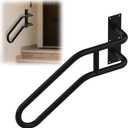 Right Side Wall Mounted handrail, Garge Door Stair Railing for 1-3 Steps(Polished Black, Right Side, 230LBs Loading)
