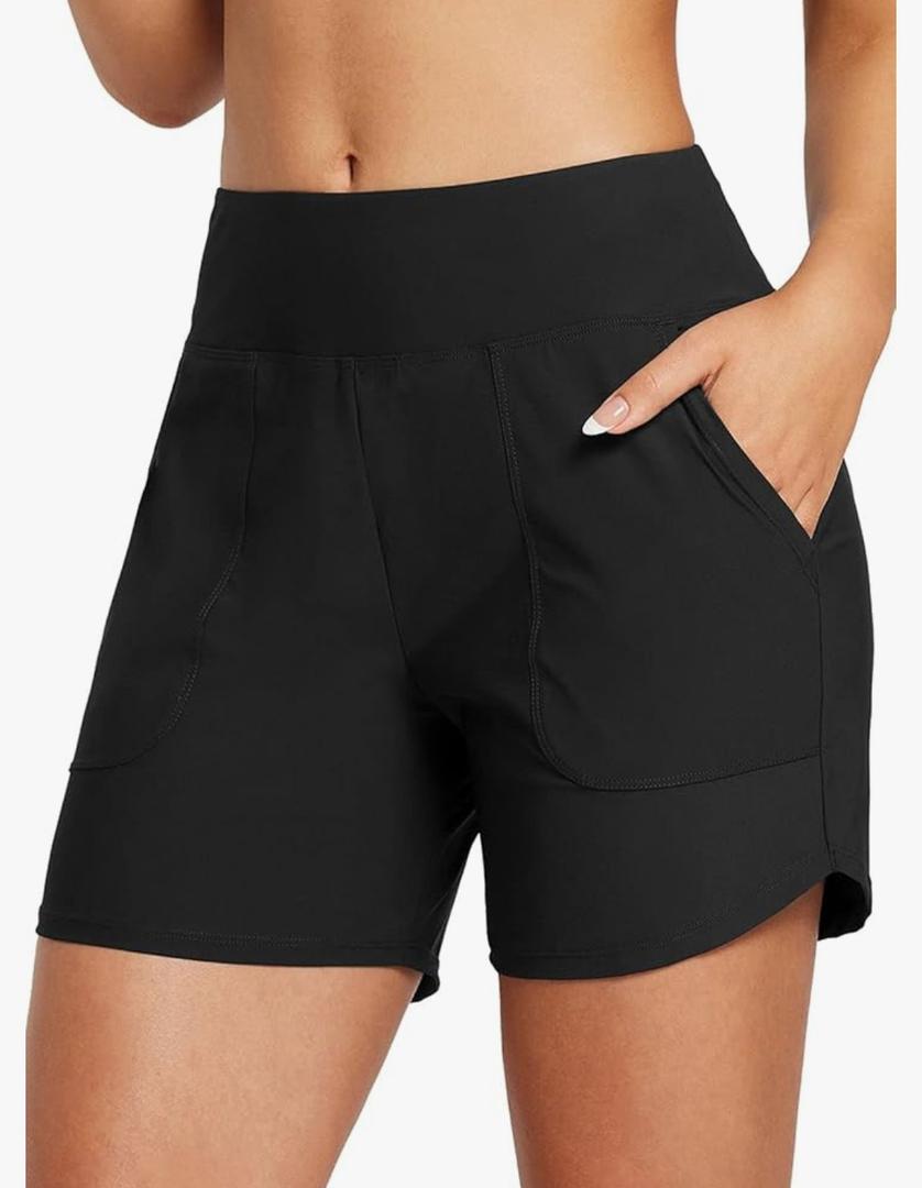 baleaf Women's 3"/5"/7"/9" High Waisted Swim Board Shorts Quick Dry Swimsuits Bottoms Trunks with Pockets, S
