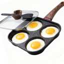 Nonstick 4-Cup Egg Pan With Lid, Black Aluminum Non Stick Frying Pans, Bakelite Handle, Healthy Egg Frying Pan For Pancake, Burger, Sandwiches,Suitable For Gas Stove & Induction Cooktop