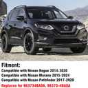 Moonlinks Compatible with Nissan Rogue 2014-2020/Murano 2015-2024/Pathfinder 2017-2020 Right Passenger Mirror Cover Replacement, Glossy Black Right Side Clip-on Mirror Cap Replaces for 96373-4BA0A