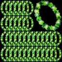 Sherr 48 Pcs LED Hawaiian Leis Light up Flower Leis Necklace with LED Lights Luau Flowers Necklaces for Masquerade Beach Wedding Tropical Themed Party Supplies(Bright Green)