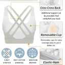 SONGSKY Sports Bras for Women, Medium-High Support Strappy Padded Running Sports Bras with Removable Cups (Gray, M)