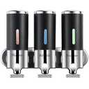 Shampoo and Conditioner Dispenser, Shower Dispenser 3 Chamber No Drill with Waterproof Labels and Glue, Bathroom Shower Pump Dispenser Wall Mounted for Home Hotel (Black)