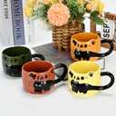 Naughty cat coffee Mugs,Cute funny Mug For Women, 380ml Unique Ceramic Coffee Tea Cups, Office Mug Gift 12.85oz/380ml (Caramel Brown)
